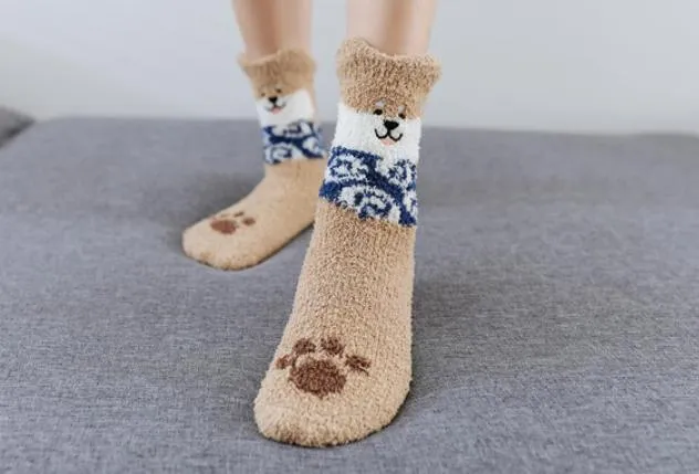 Kawaii Cute Room Socks - Brown Shiba