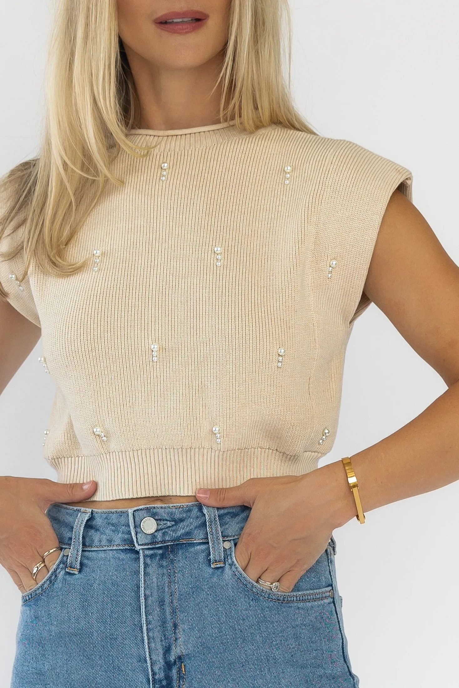 Kaydence Taupe Pearl Sweater