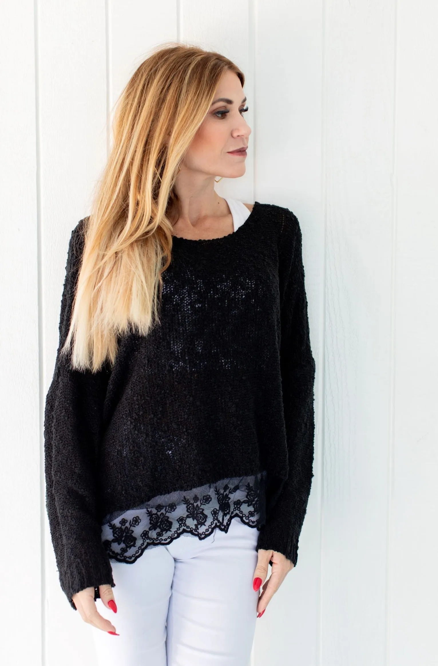 Lace Sweater Black