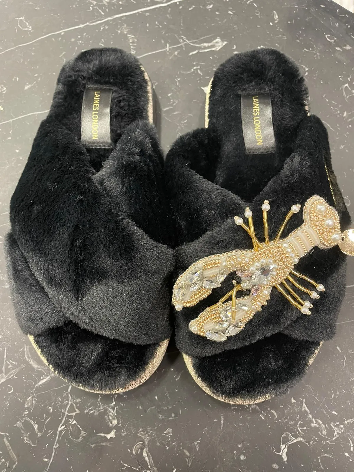 Laines London Black Lobster Slippers