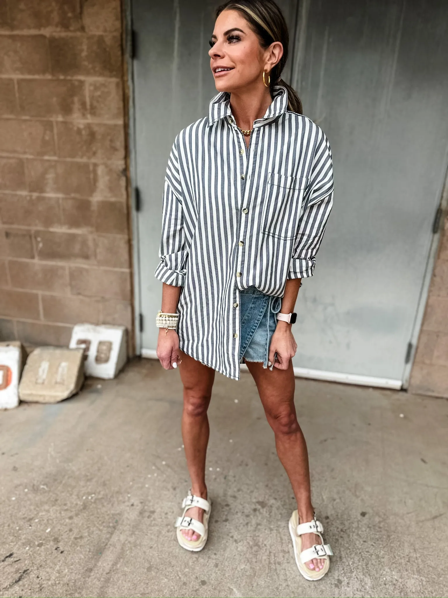 LAST ONE | Free People Freddie Stripe Shirt | Nautical Navy