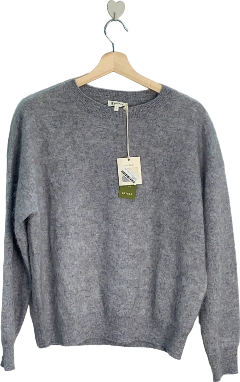 LilySilk Grey Cashmere Blend Sweater UK 10