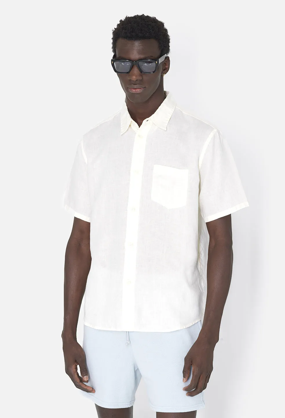 Linen SS Cloak Button Up / Ivory