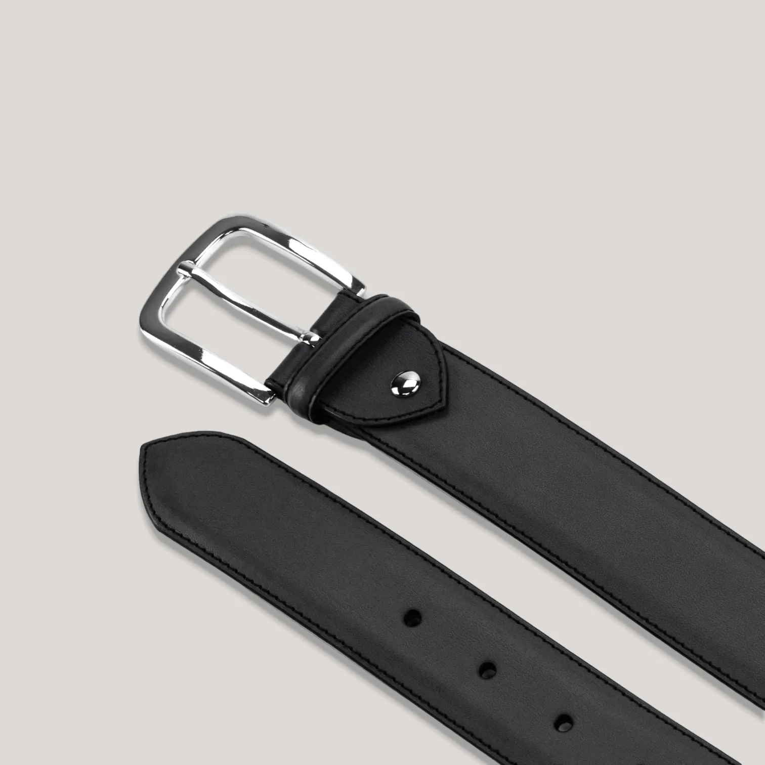 LUMEN - Black Vegan Belt - Silver