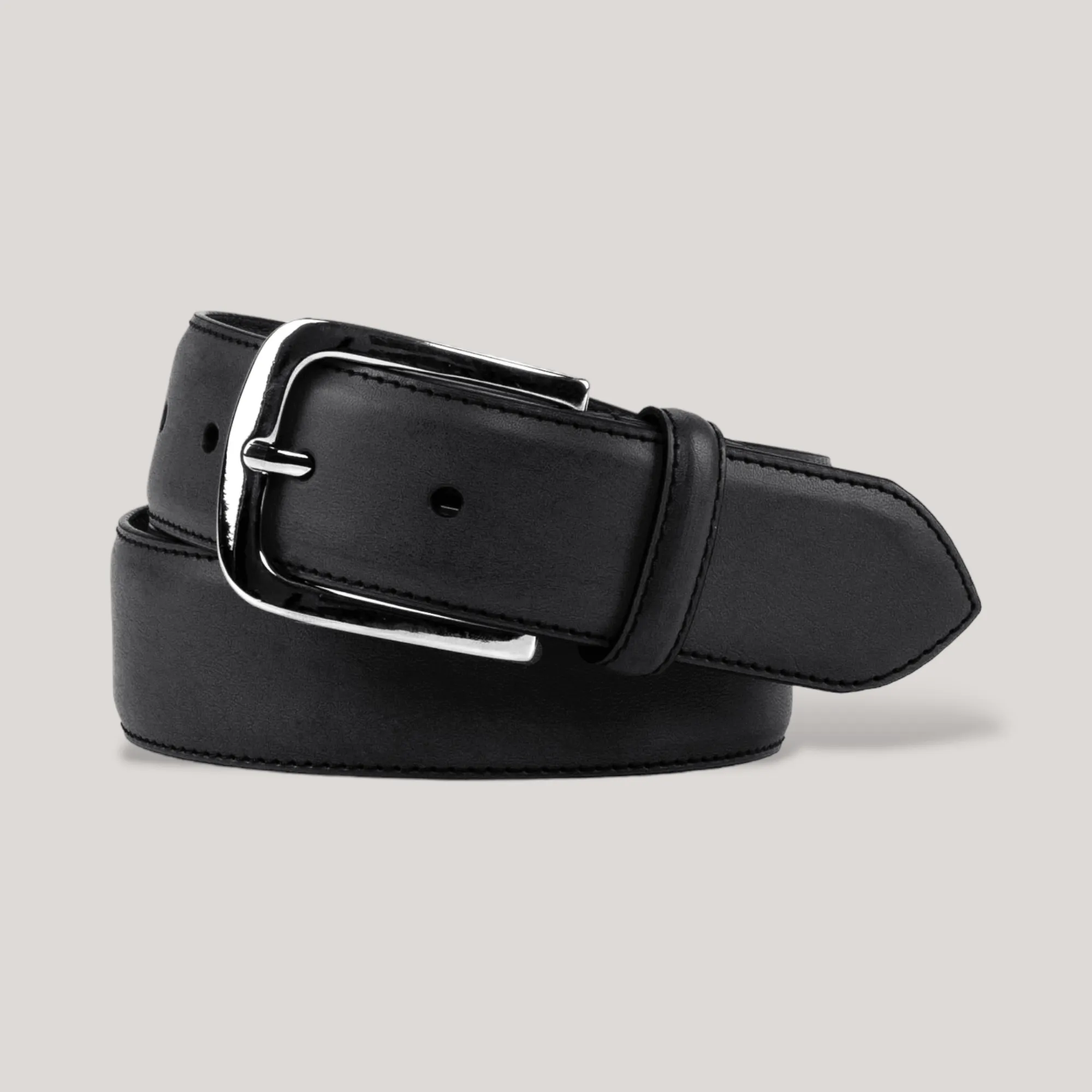 LUMEN - Black Vegan Belt - Silver