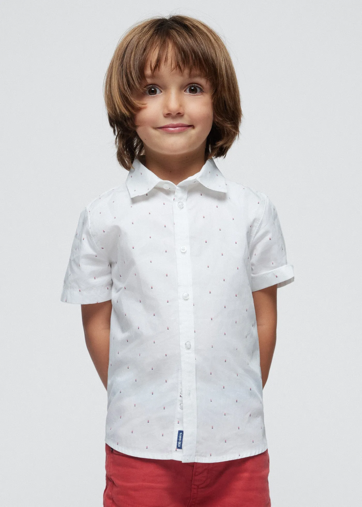 Mayoral Mini Short Sleeve Micro Dot Dress Shirt_ 3116-62