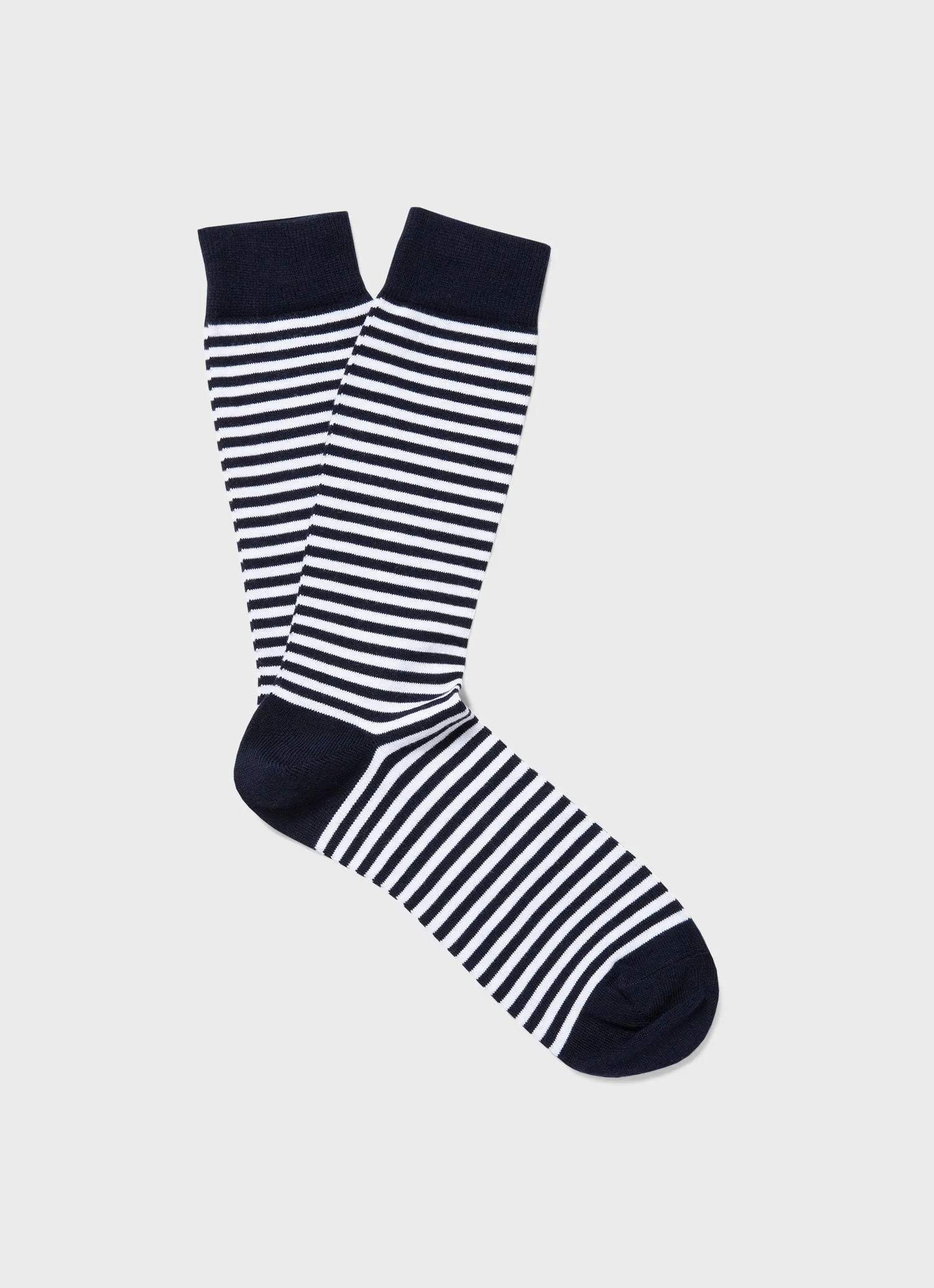 Men's Cotton Socks in White/Navy