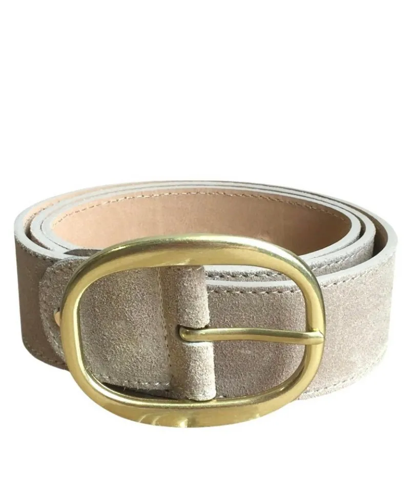 Metallic gold leather belt