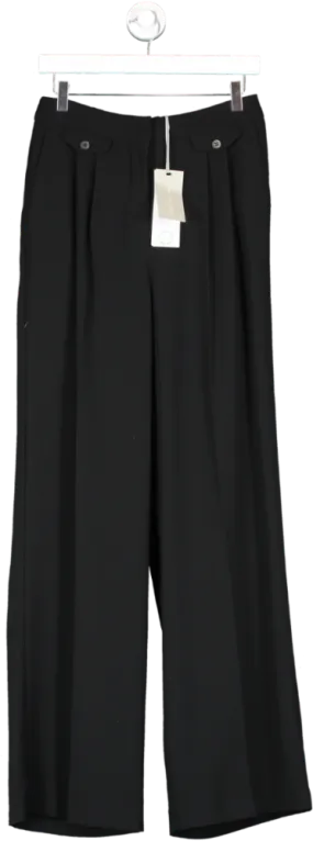 Mint Velvet Black Pocket Detail Wide Leg Trousers UK M