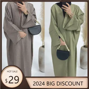 MOA042 Linen Cardigan Open Abaya