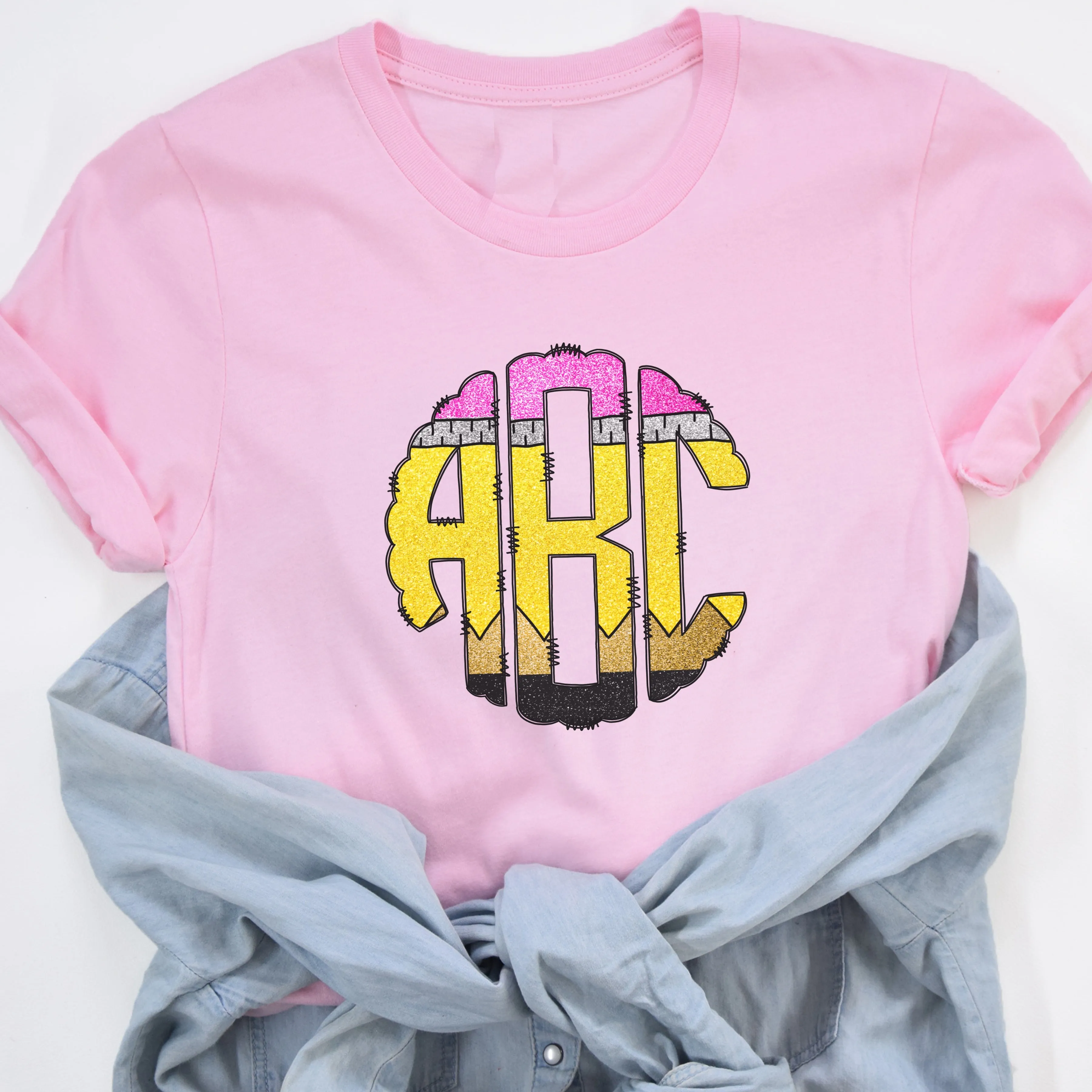 Monogrammed Pencil Back to School Shirt