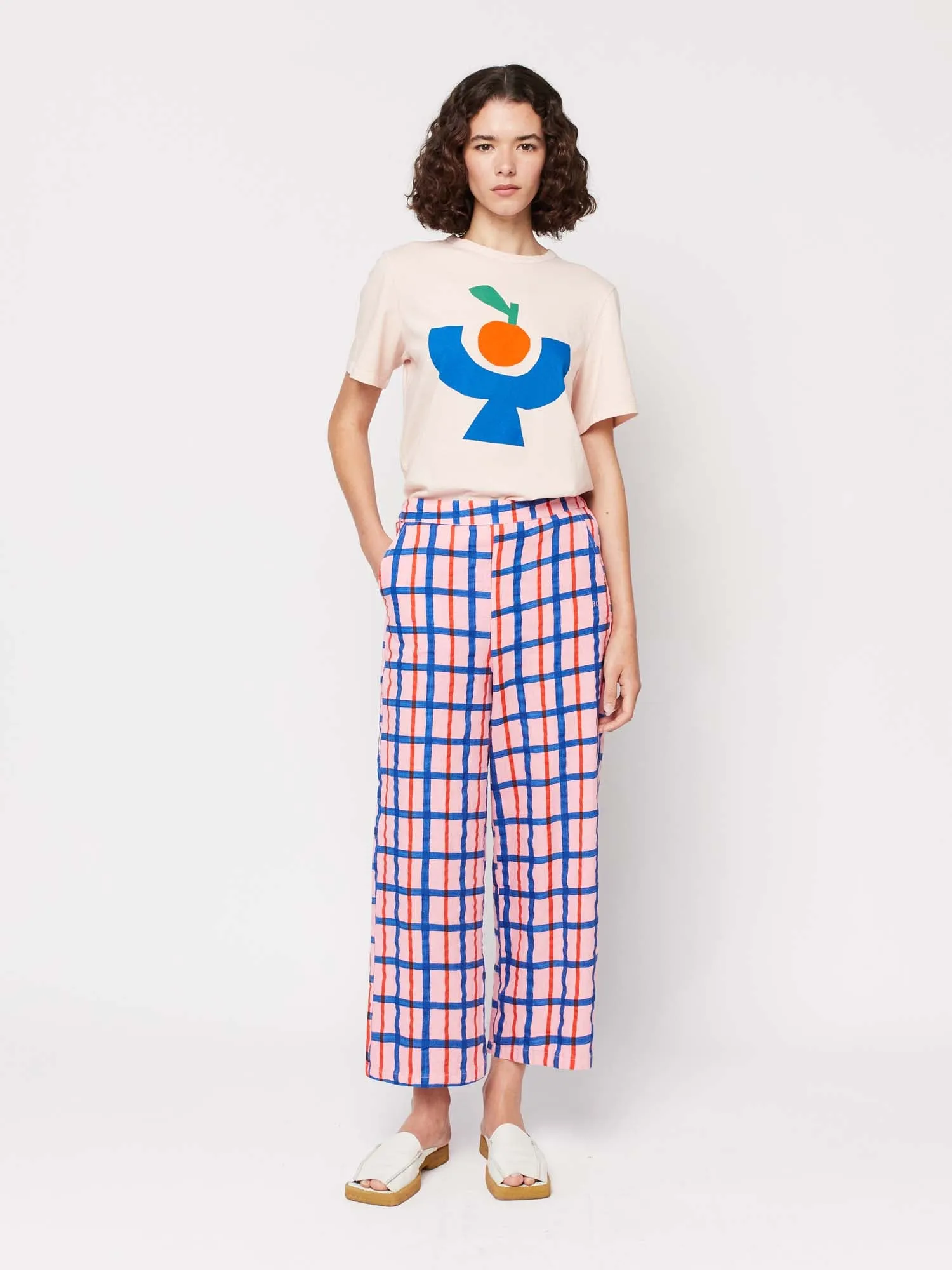 Multicoloured Checked Print Straight Pant