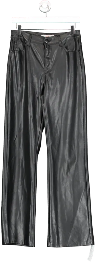 Oraije Black Barbara Faux Leather Trousers UK 10