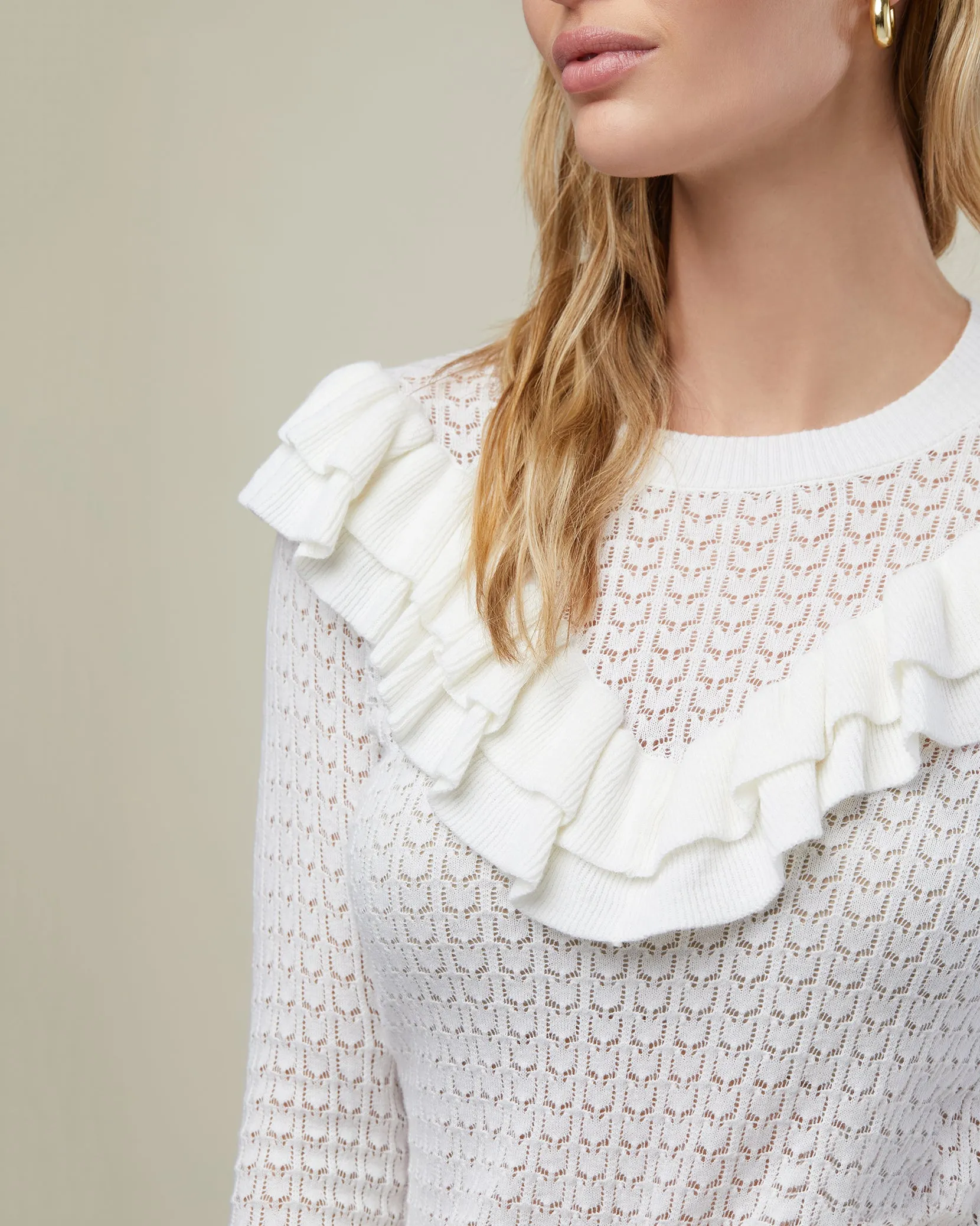 Pointelle Ruffle Sweater