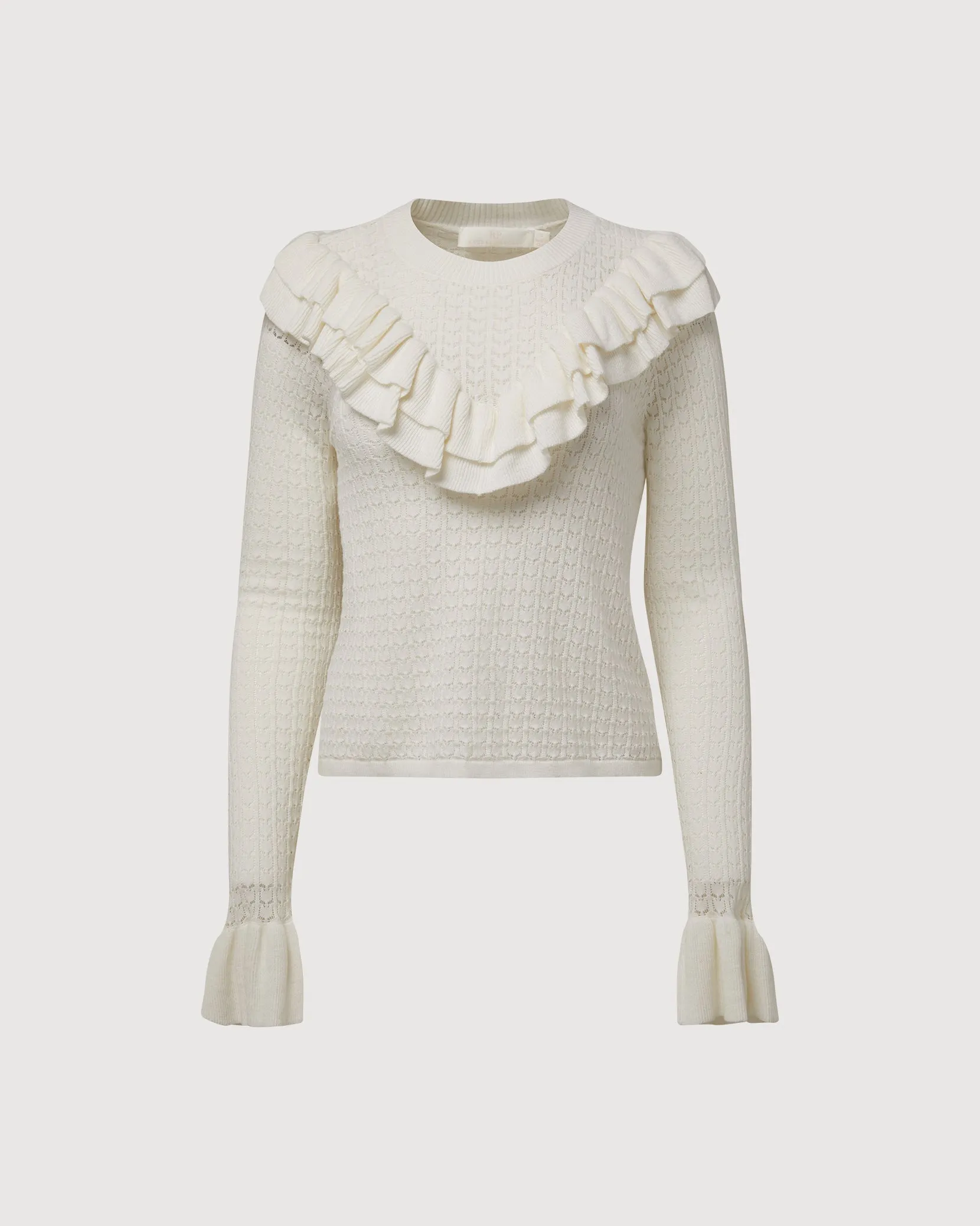 Pointelle Ruffle Sweater