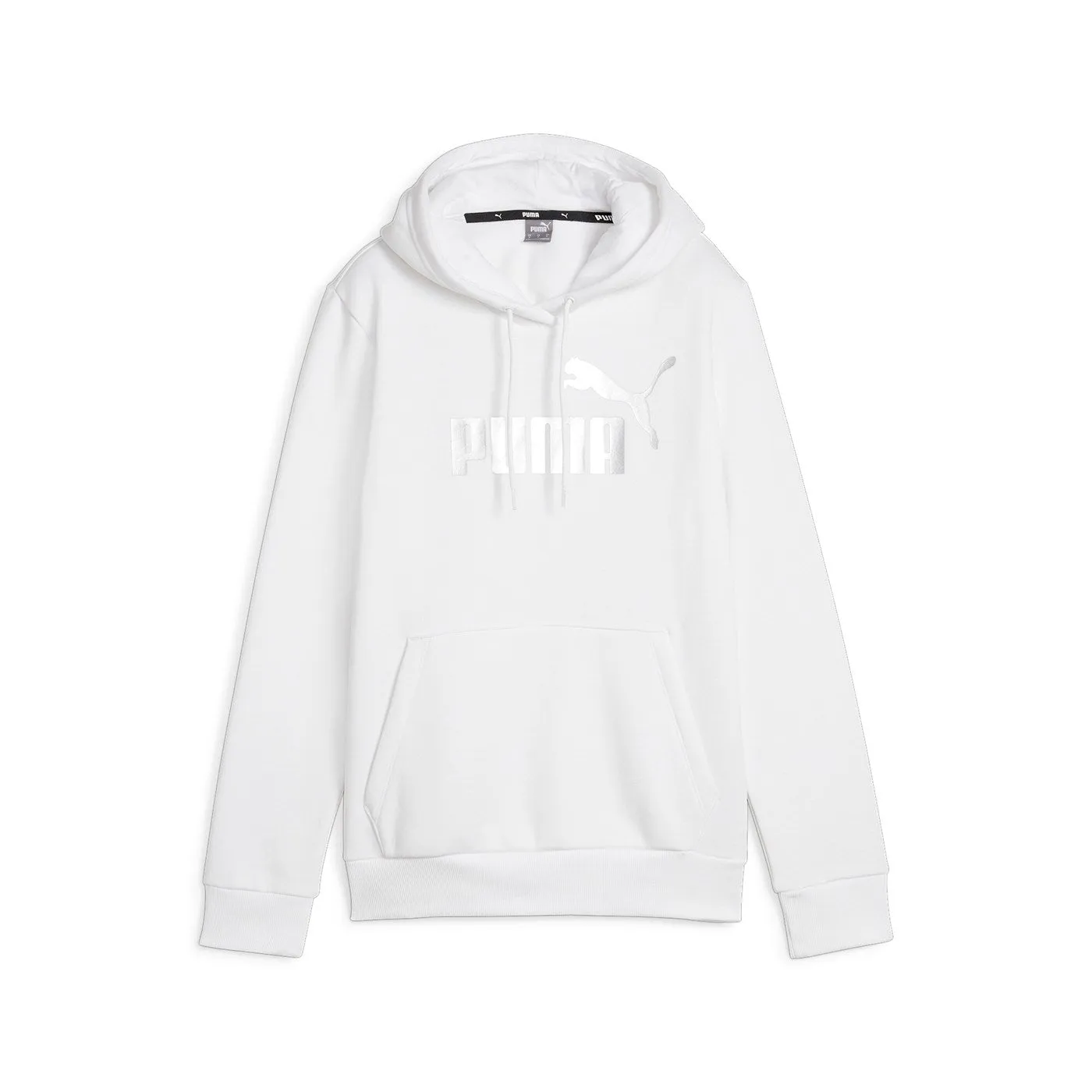 Puma women's sweatshirt with hood and silver logo print 849958-02 white