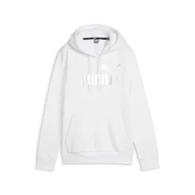 Puma women's sweatshirt with hood and silver logo print 849958-02 white