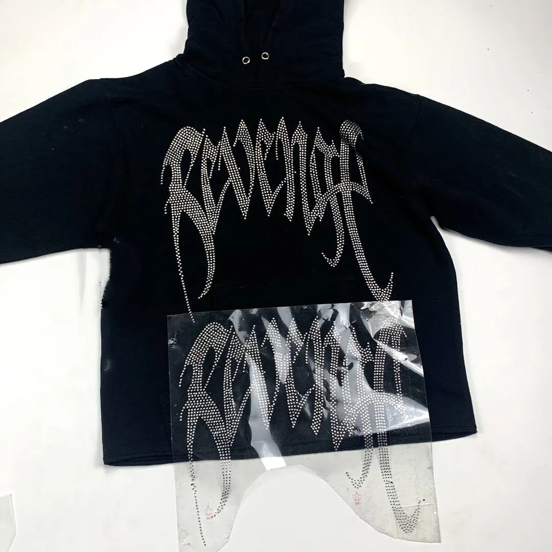 REVENGE Diamond Black Hoodie Rhinestone Hoodie