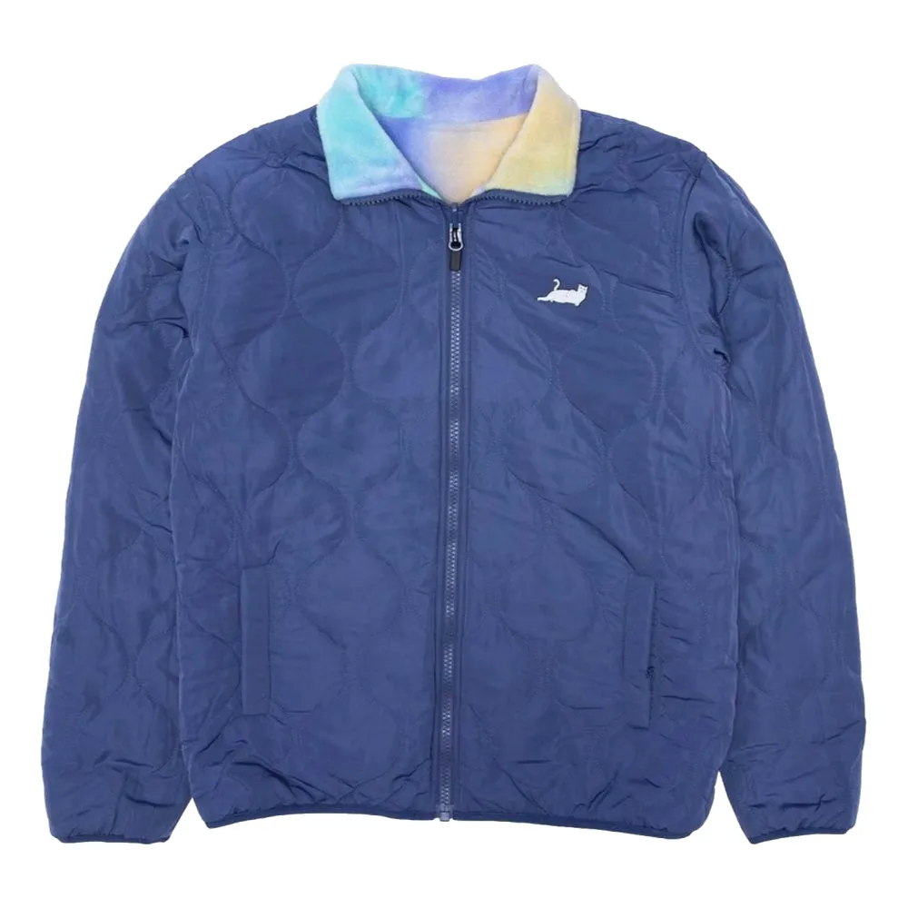 RIPNDIP CASTANZA REVERSIBLE BRUSHED FLEECE & QUILTED JACKET-PURPLE