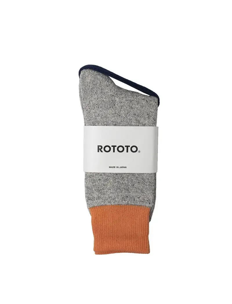 RoToTo Double Face Socks Light Orange / Light Gray