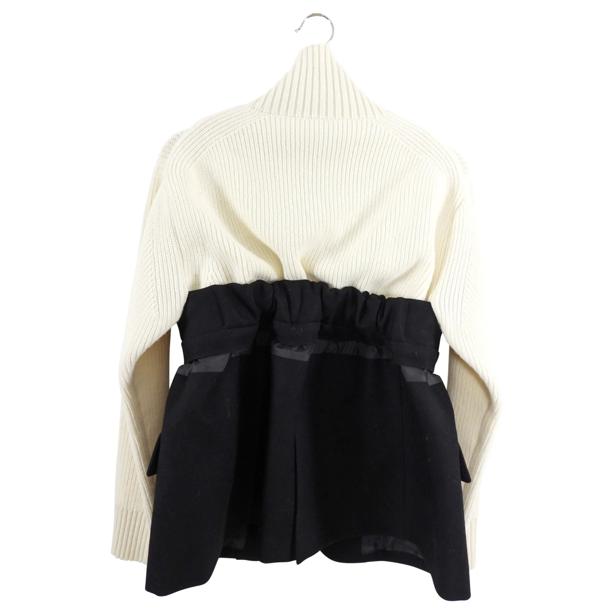 Sacai Ivory Wool Knit Combo Sweater Jacket - S (4//6)