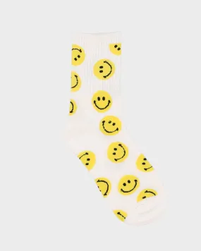 Smiley All Over Print White Socks