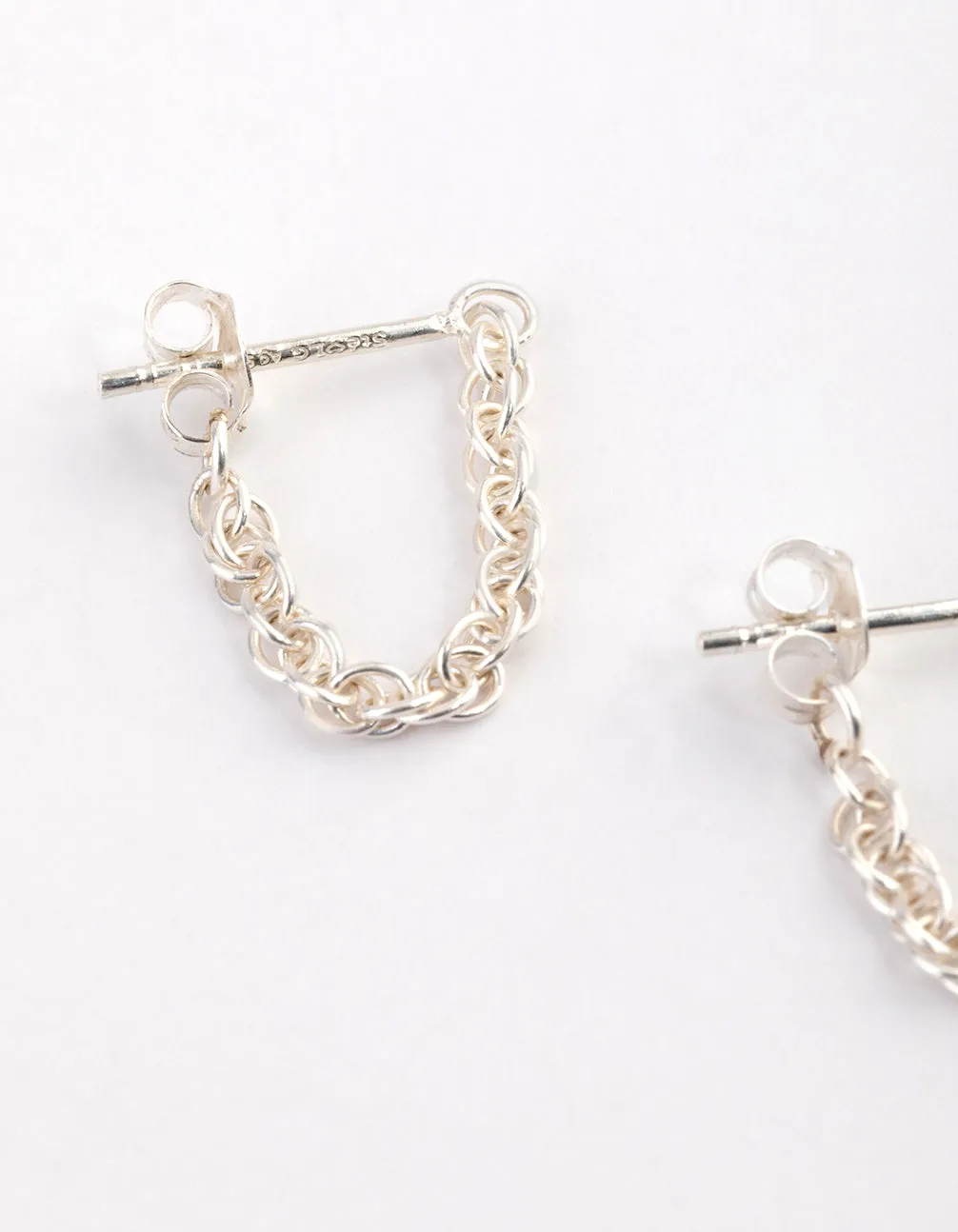 Sterling Silver Chain Front & Back Earrings