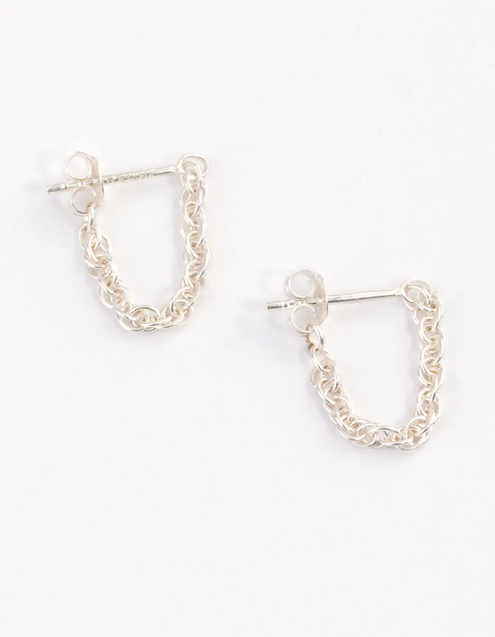 Sterling Silver Chain Front & Back Earrings