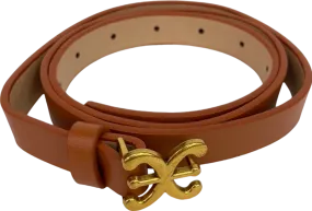 Tan Faux leather belt with gold buckle UK One Size