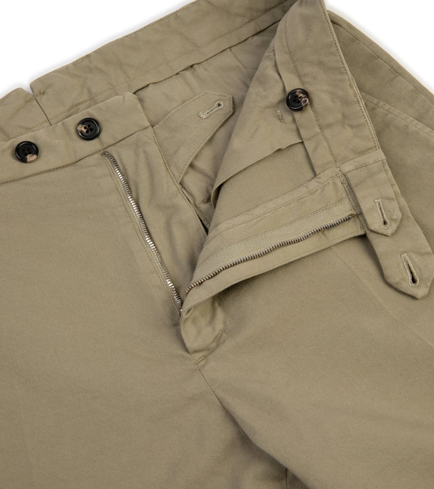 Trunk Welbeck Flat Front Cotton Trousers: Light Olive