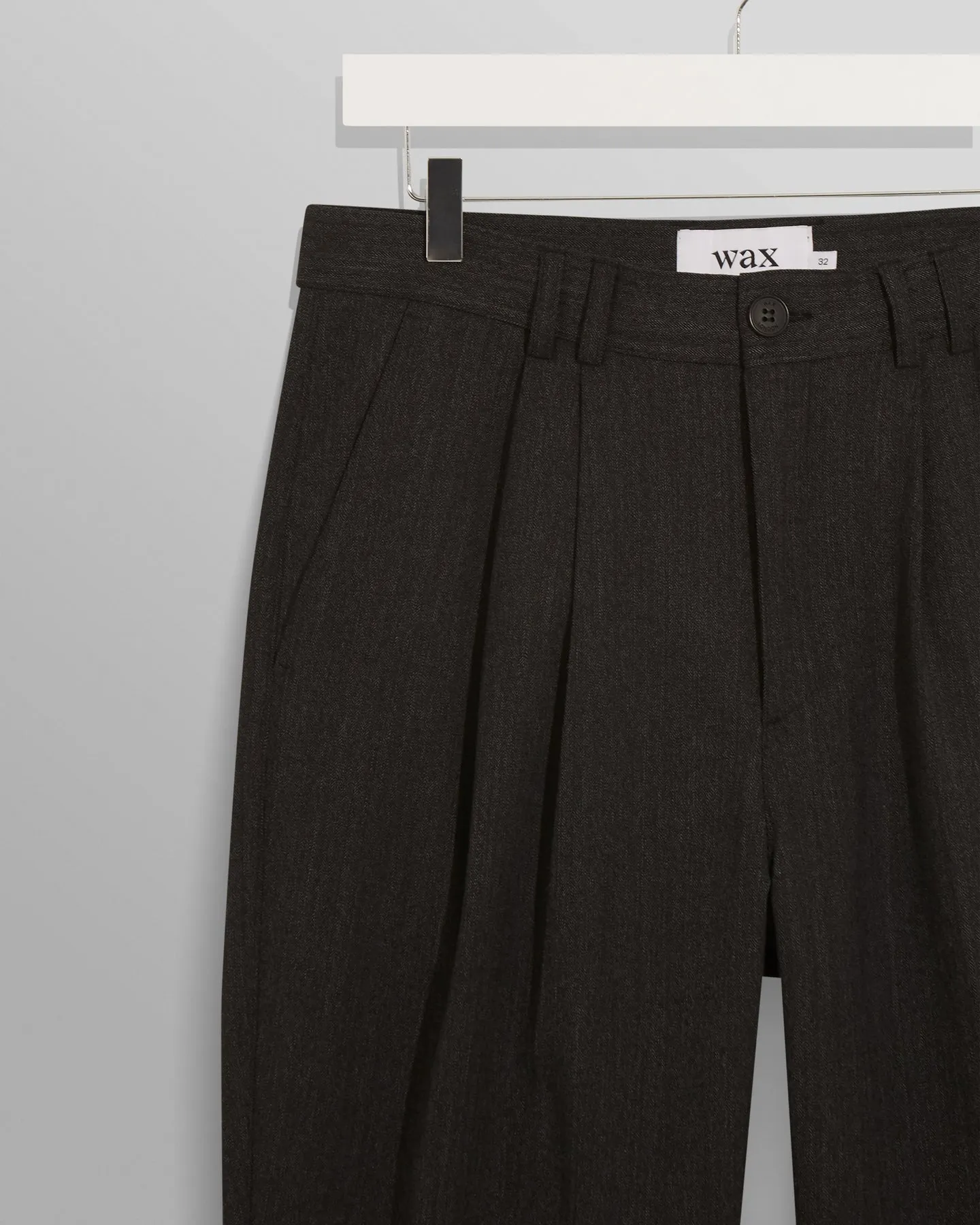 WAX Raleigh Pleat Trousers, Charcoal