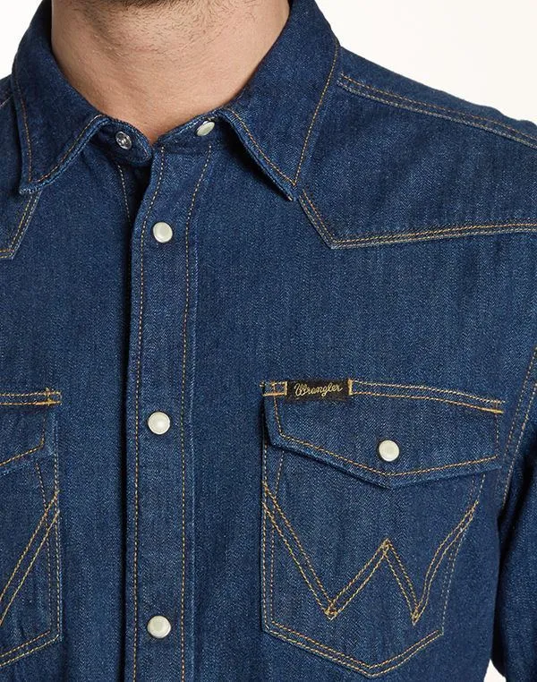 WRANGLER - CLASSIC WESTERN SHIRT - Dark Indigo - Casual Fit