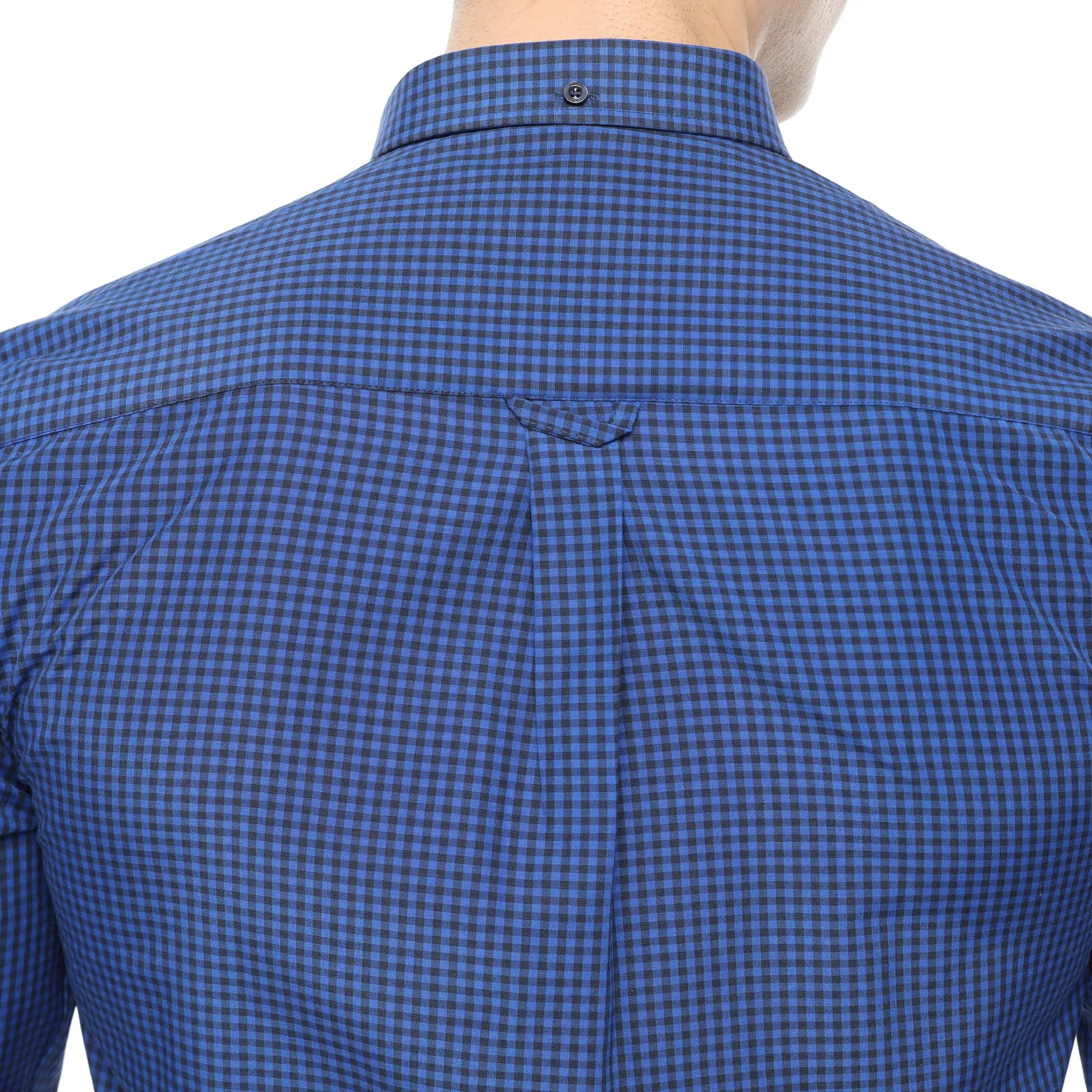 Xact Men's Gingham Check Shirt with Button-Down Collar - Long Sleeved