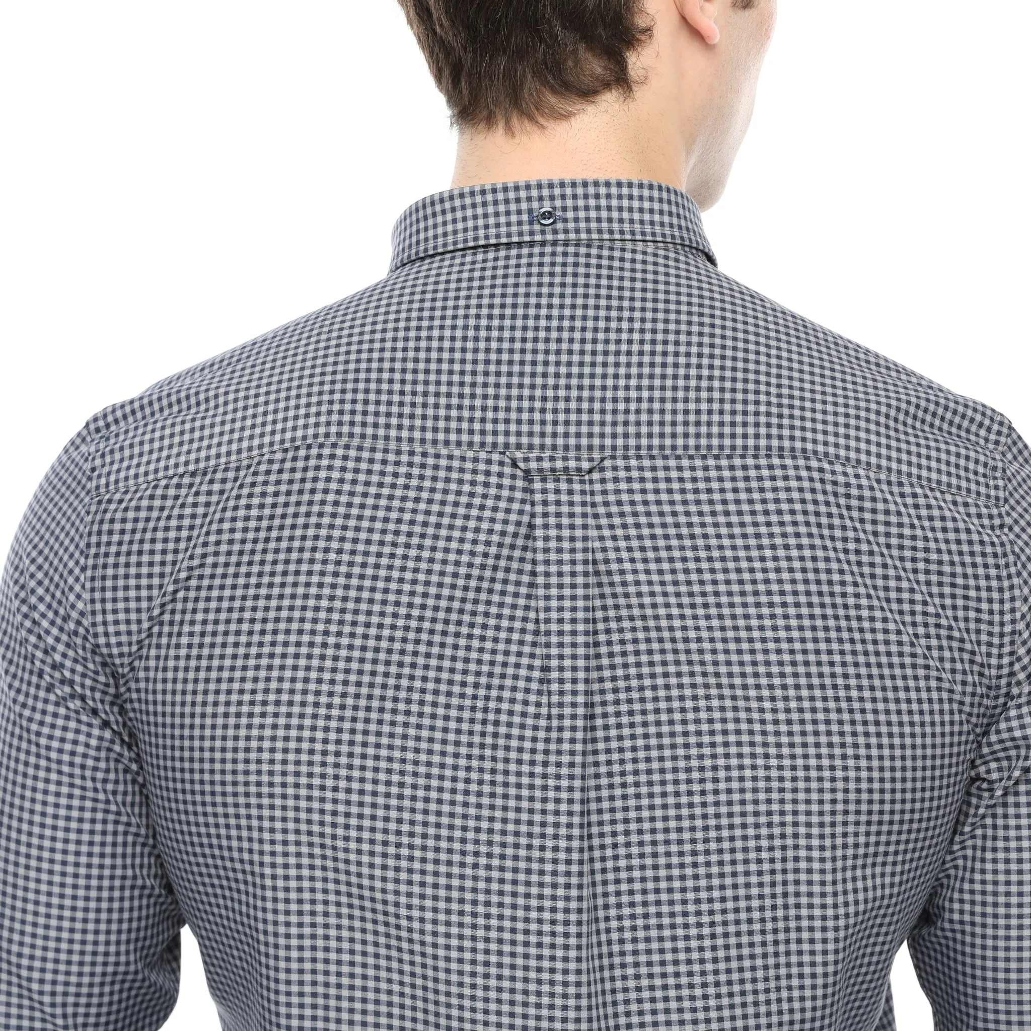 Xact Men's Gingham Check Shirt with Button-Down Collar - Long Sleeved