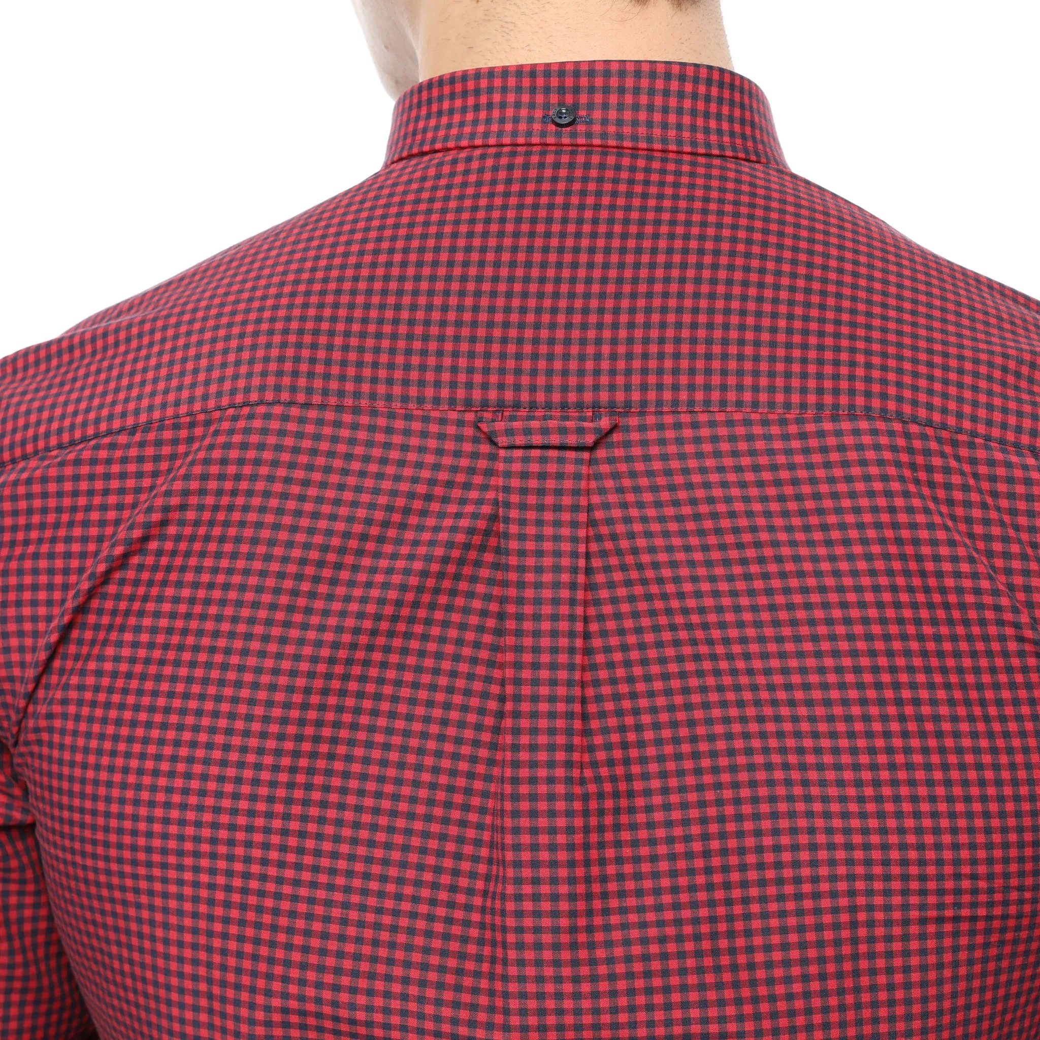 Xact Men's Gingham Check Shirt with Button-Down Collar - Long Sleeved