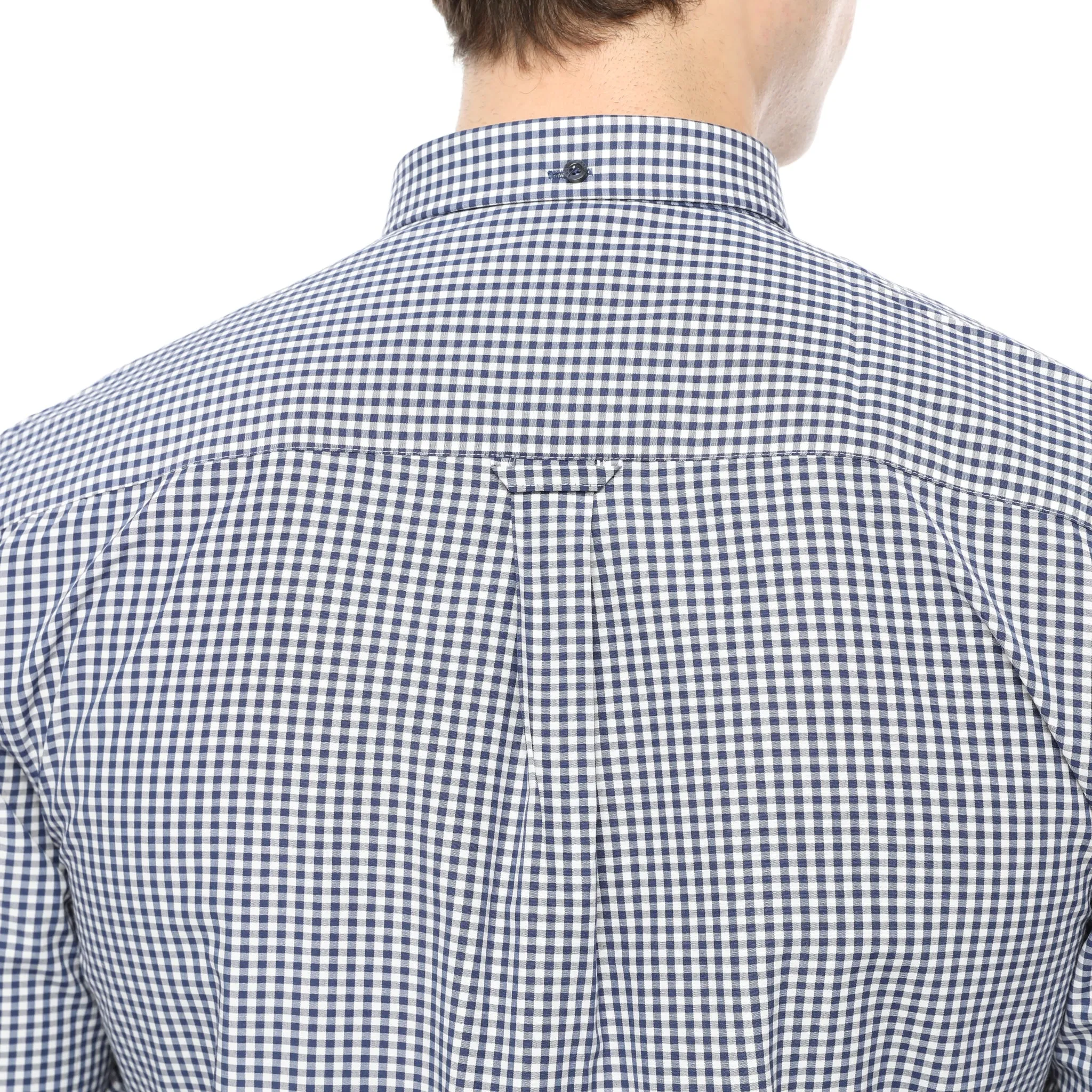 Xact Men's Gingham Check Shirt with Button-Down Collar - Long Sleeved