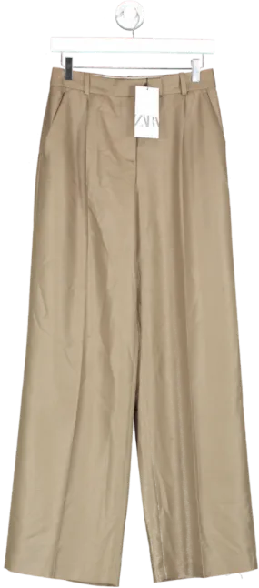 ZARA Green Darted Straight Fit Trousers UK XS