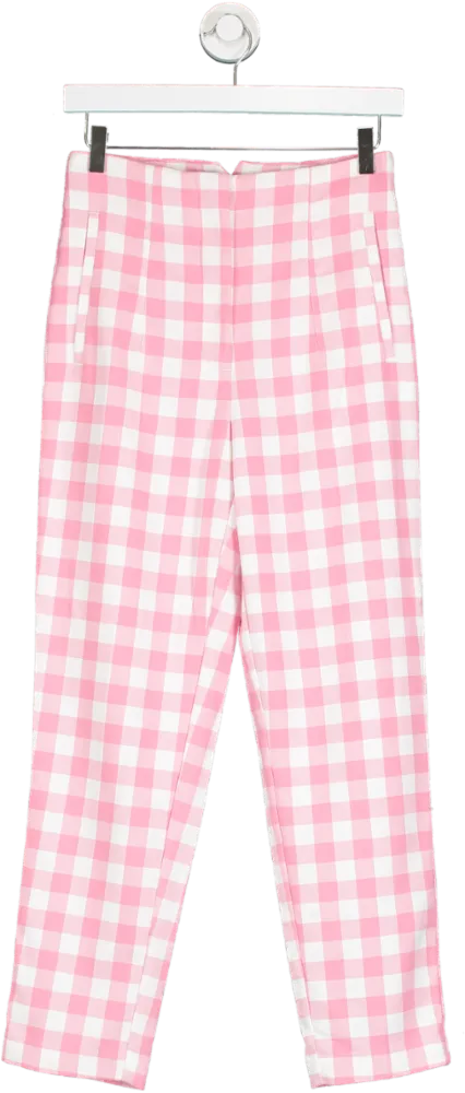 ZARA Pink Checked Trousers UK S