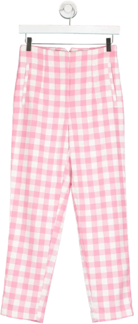 ZARA Pink Checked Trousers UK S